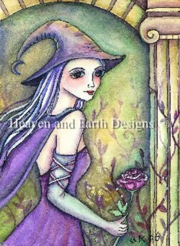 Diamond Painting Canvas - QS Purple Rose Witch - Click Image to Close